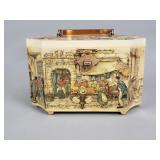 Vintage Anton Pieck decoupage wood box purse