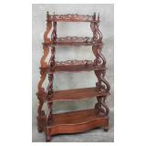 Antique carved mahogany 5-tiered etagere with