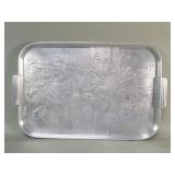 Mid century hand hammered aluminum serving tray