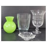Group of crystal and glass vases and bowl