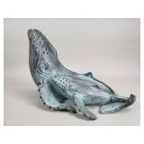 Hollow bronze humpback whale & calf sculpture