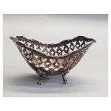 Antique reticulated sterling silver bonbon dish