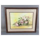 Signed Alice Sweede watercolor still life framed