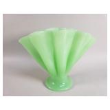 Vintage jadeite green glass fan vase