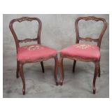 Pair of antique mahogany side chairs with