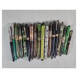 Eighteen fountain pens with 14k gold nibs
