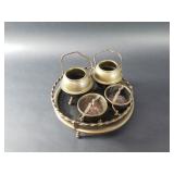 Vintage mid-century brass tobacciano smoking set