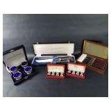 Group of carving set, salt and pepper shakers,
