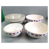 4 vintage stoneware mixing bowls