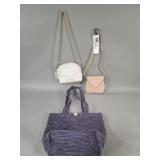 Three fabric and faux leather designer style