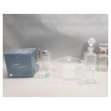 Group of crystal and glass decanters, ice