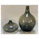Pair of vintage smoked glass vases