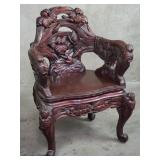 Vintage Asian hand carved throne chair with
