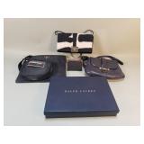 Group of designer style handbags,  etc