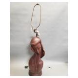 Vintage carved wood bust table lamp