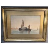 Antique signed Ciantro watercolor framed painting