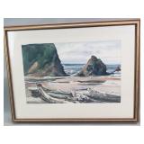 Signed Jule H. Kullberg watercolor coastal