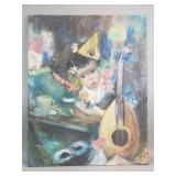 Vintage Italian Surrealist-style oil on canvas