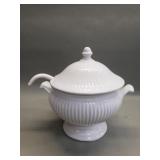 Vintage ceramic soup tureen and ladle