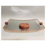 Ernest Sohn smoked glass and teak cheese serving