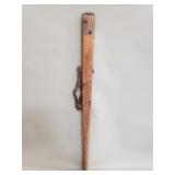 Antique iron and wood barbed wire fence stretcher