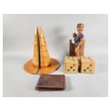 Group of vintage carved wood wall shelfs, coin