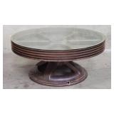 Antique custom made iron mine shaft track wheel
