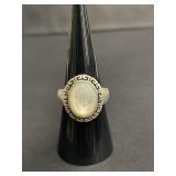 Sterling silver ring with oval cabochon and