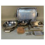 Group of silver plate and a aluminum art deco