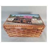 Vintage carved wood hand painted cigar box
