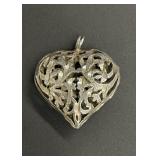 Vintage sterling silver ornate heart pendant