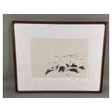 Vintage Katsumi Sugita signed ink and watercolor