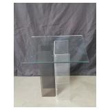 Acrylic base side table with glass top