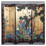 Vintage 6-panel Chinese hand painted and gold