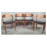 4 Mid-century modern walnut and faux leather