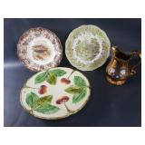 Group of vintage ironstone, ceramic plates, and
