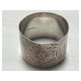 Sterling silver floral engraved napkin ring