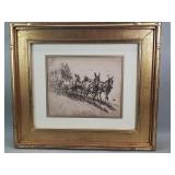 Vintage John Edward Borein etching "The Overland