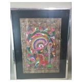 Vintage Mexican-style folk art gouache on bark
