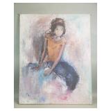 Vintage figurative abstract-style oil on canvas