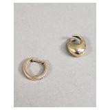 Pair of 14k gold charm and earring with diamonds