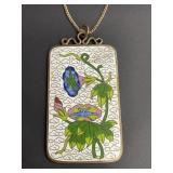 Vintage cloisonnï¿½ floral pendant necklace
