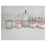 Group of vintage apothecary canisters