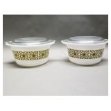 Vintage Pyrex Autumn Floral Verde Green Square
