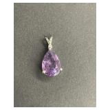 Sterling silver and amethyst pendant
