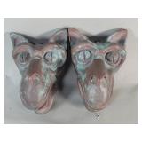 Pair of antique Gothic style bronze gargoyle gate