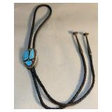 Vintage silver and turquoise bolo tie