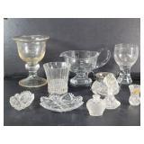 Group of vintage crystal and glass pitcher,