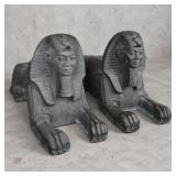 Pair of vintage brass Egyptian sphinx statues