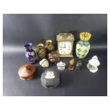 Box of miscellaneous cloissone vases, desk c